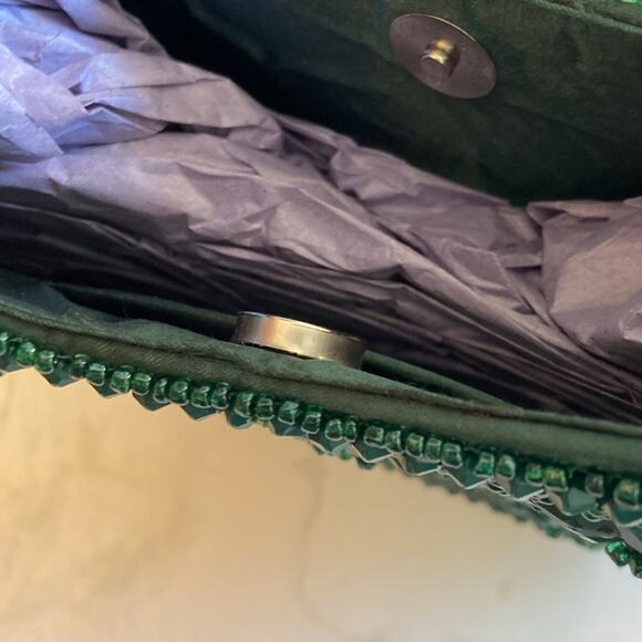 New Viral Beaded Bag Made in India Hunter Green Shoulder Bag Fall Winter Floral - Picture 4 of 6